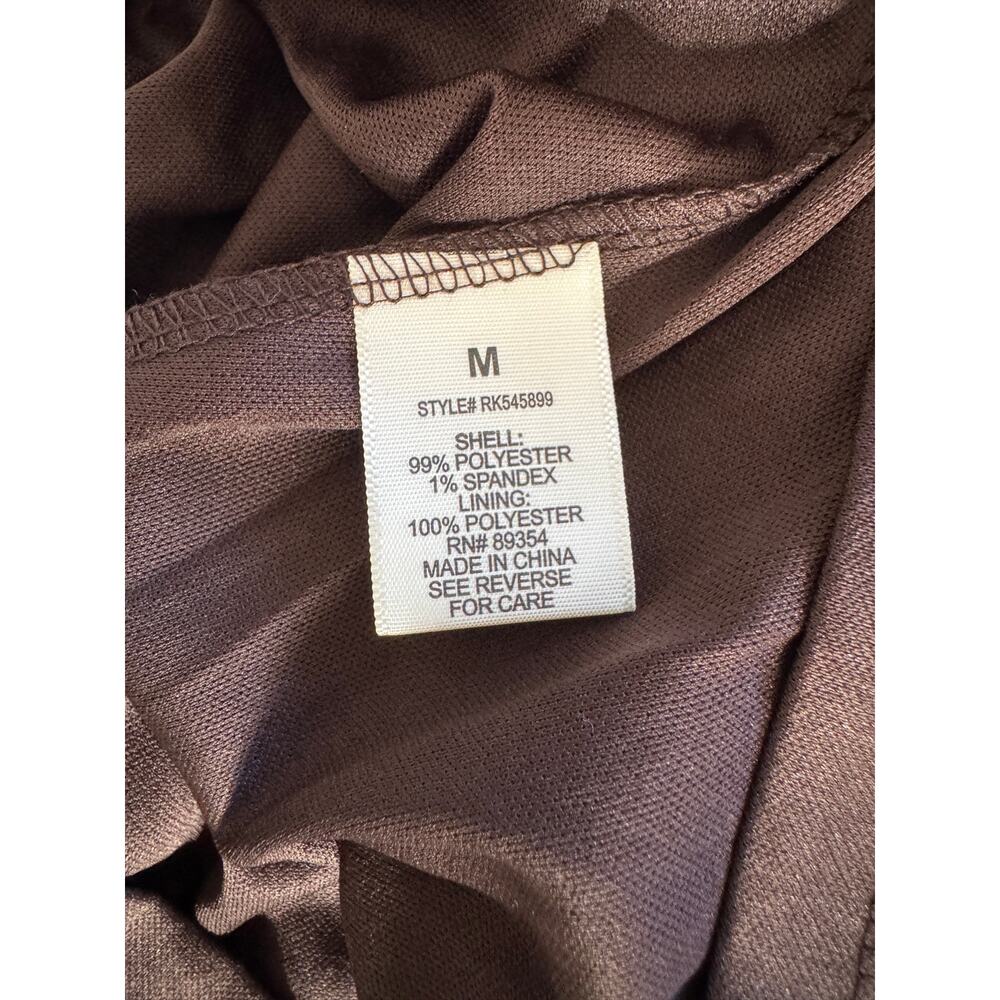 NWT No Comment Dark Brown Lace Ruffle Asymmetrical Stretch Knee Length Dress - Picture 9 of 10